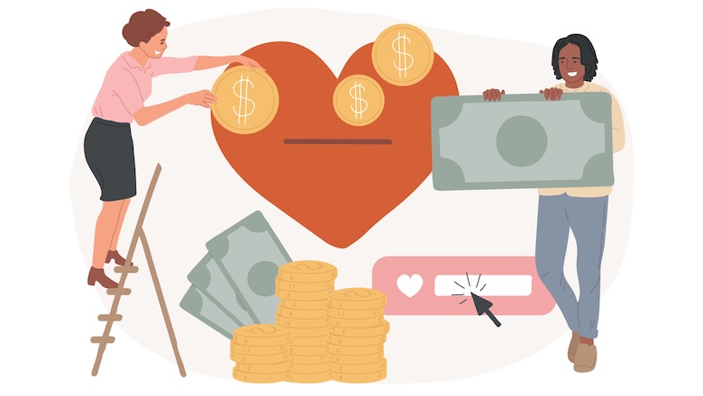 Philanthropy isolated concept vector illustration.