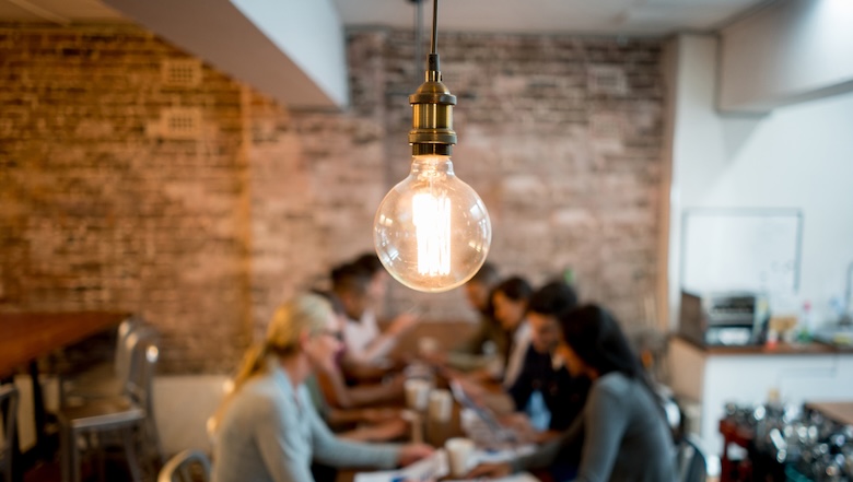 A lightbulb in a room