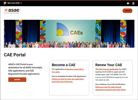 CAE Portal landing page